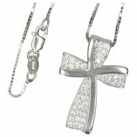 Kruisje in zilver 25 mm met ketting 