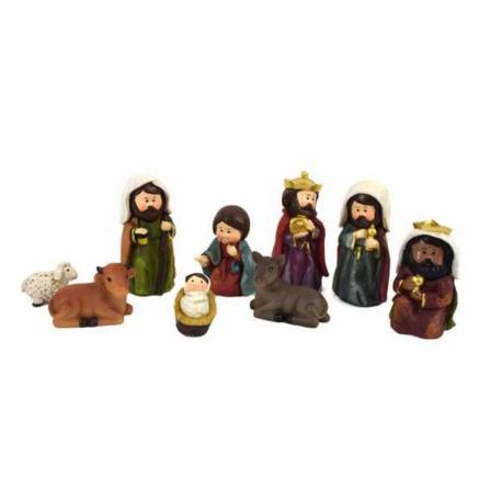 Kerstgroep van 9 figuren - 9 cm 