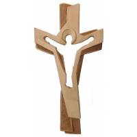 Croix De La Passion En Bois Sculpte 45Cm 2 Tons Bois