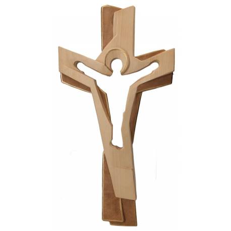 Croix De La Passion En Bois Sculpte 45Cm 2 Tons Bois