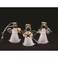Ange en verre 4 Cm blanc et doré 3 modèles assortis 6 / Set