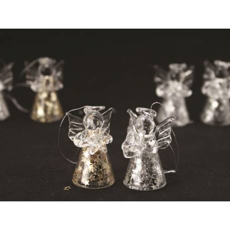 Engel glas 4 cm silver en goudkleur assortiment 6 / Set 