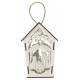 Houten witte lantaarn met kerststal 17 cm + licht 