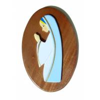 Ste Marie bleue, socle bois 18x11cm