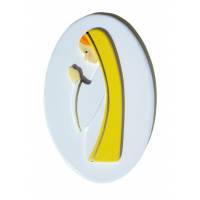 Ste Marie jaune, socle blanc 18x11cm