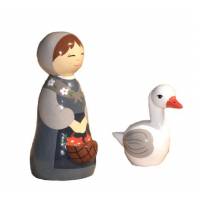Fermière et oie tournées 10cm + boite
