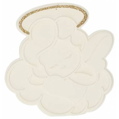 Ange moderne blanc et doré avec pied 8x8 cm