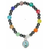 Armband op elastiek Hematiet en schitterende parels 