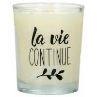 Bougie en verre 65 x 50 mm La vie continue