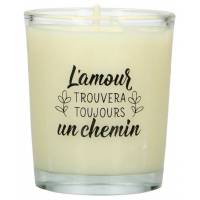 Bougie en verre 65 x 50 mm L'amour trouvera toujours un chemin
