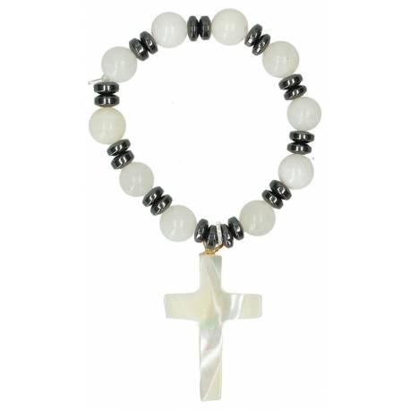 Dizainier sur élastique Nacre et hématite