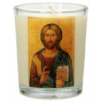 Bougie en verre 65 x 50 mm Christ Pantocrator