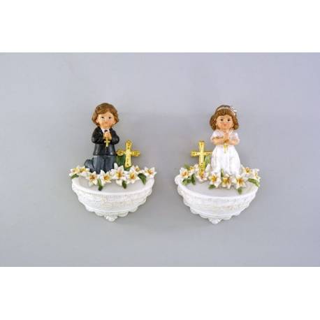 Benitiers pour communion set garçon/fille 11x8 cm