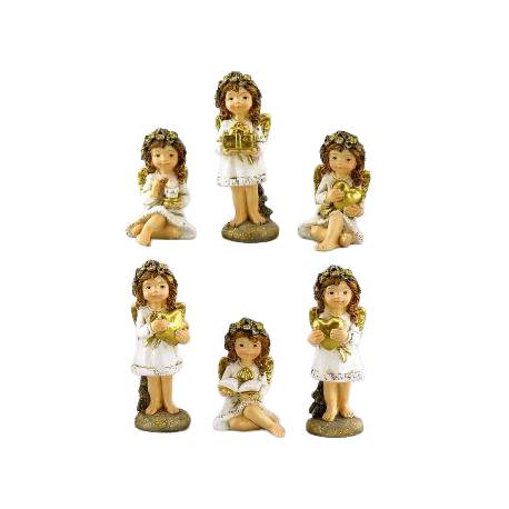 Engel creme en goud 7 cm 