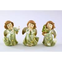 Ange en porcelaine vert/doré 12 cm