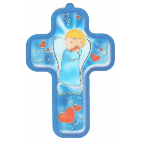 Wiegekruis - 13 X 9 cm Engel / Hartjes 