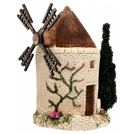 Décor pour santons de Provence Moulin avec arbre 24 x 15 cm