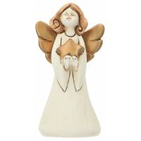 Ange étoile 9 X 5.5 cm Résine blanche
