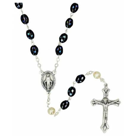 Rozenkrans donkergroen - Onze Vaders wit 