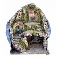 Cabane vide + lumière pour personnages de crèche de 08 cm (30x23x28cm)