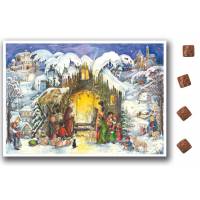 Calendrier de l'Avent chrétien avec chocolat 25 x 35 cm