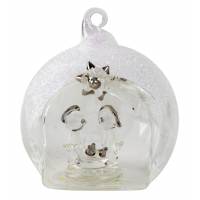 Boule en verre à suspendre avec crèche H 9cm