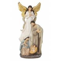 Nativité avec ange en polyrésine 20 X 9 cm