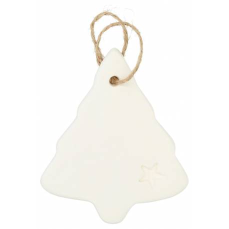 Kerstboom om te hangen in witte porselein 8 cm 