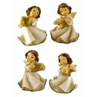 Engel ster of hart 7 cm - 4 / set 