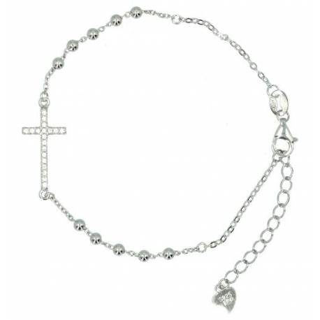 Gerhodineerd zilveren armband met kruis 