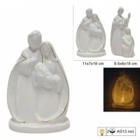 Nativité moderne en porcelaine blanche avec lumière (2 modèles assortis)