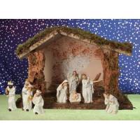 Crèche de Noël : cabane + 8 personnages de 8 cm (30x15x19cm)