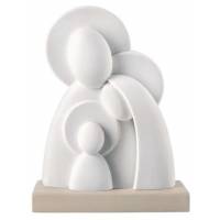 Nativité en résine blanche sur base beige 13.5 cm