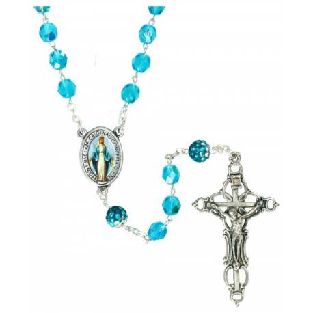 Rozenkrans semi-cristal lichtblauw OV strass 