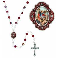 Chapelet St Michel + Boîte métal email rouge