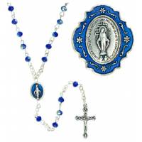 Rozenkrans Wonderbare + Doosje metaal email blauw 