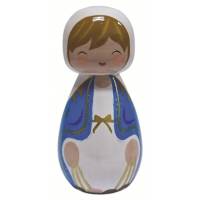 Statue Vierge Miraculeuse en bois tourné hauteur 10cm + Boîte