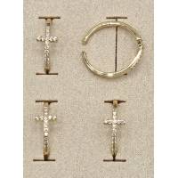 Verguld stalen ring met kristallen kruis 