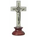 Croix St Benoît sur base 9.5 cm - Métal argenté