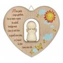 Coeur en bois naturel - 12 cm - Mon ange gardien