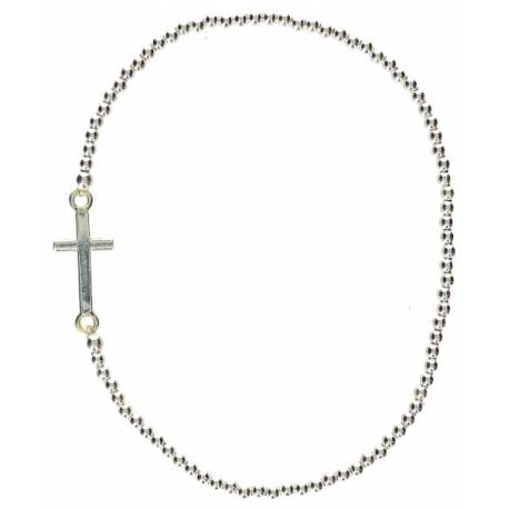 Bracelet avec croix en argent rhodié