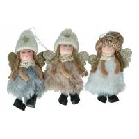 Ange en laine avec ailes dorées 9 cm