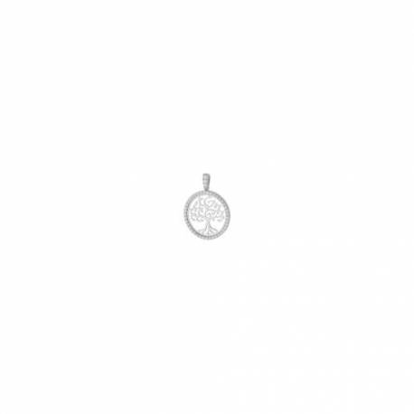 Médaillon arbre de vie or blanc 9 carats 12 mm 1.2gr