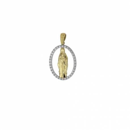 Médaille ajourée Sainte Vierge or 9 carats 19 mm 1.85 gr
