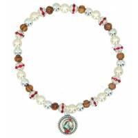 Bracelet sur élastique Perles blanches + strass