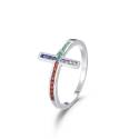 Bague en argent avec zircons multicolores