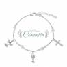 Bracelet en argent rhodié avec perles, ange et croix