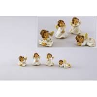 Engel crème en goud 4 cm set van 4 