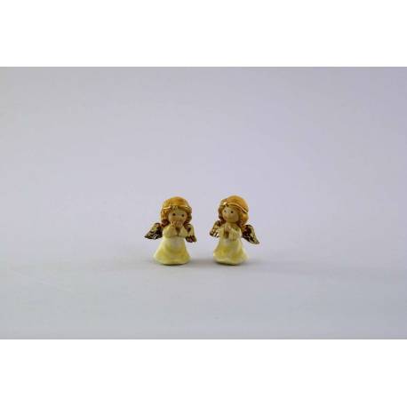 Engel crème en goud 5 cm set van 2 