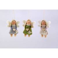 Ange en laine à suspendre 10 cm set de 3